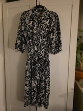 French Connection Shirt Dress Size 16 Pockets Black & White