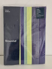 Broomhill Duvet Cover Set King Size Stripes Purple Green Cotton Blend