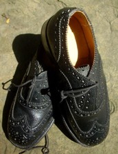 New Sanders British Army Ladies Highland  Brogues Black Grain Leather Size 3M