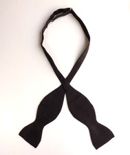Retro TIE RACK Pure SILK Black Bow Tie Self Tie  Adjustable Thistle Blades