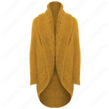 NEW LADIES OPEN CARDIGAN CHUNKY CABLE KNIT THROW OVER LOOK WOMENS CARDI JACKET