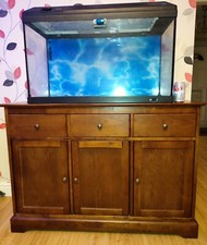 130L Aquarium with Large Wood Cabinet. Complete System Everything But Fish!