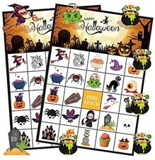 Happy Halloween Bingo Game Kids Adults Party Bingo Cards for 24 Players stickers