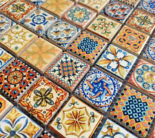 Moroccan Vintage Multi Colour Ethnic Turkish Ceramic Mosaic Wall Tile 30x30cm