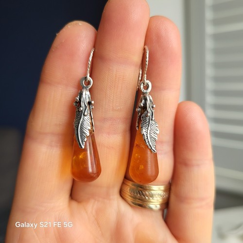 Sterling silver real - real, amber