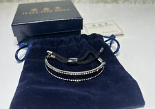 HALCYON DAYS Black Enamel, Silver Tone, Sparkle Agama Bracelet Bangle Adjustable