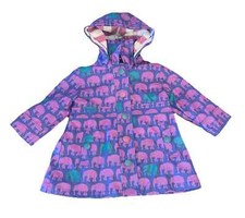 Hatley Raincoat Girls age 3 Kids Elephants Removable Hood Lined Snap Closure