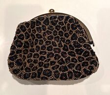 Oliver Bonas Bucket Bag beaded outer with clasp and gold strap VG+