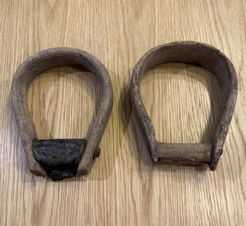 Antique wooden horse stirrups - wooden,