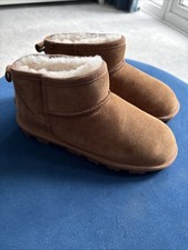 Just Sheepskin Ladies Grace Boots Mini Brown Size UK 6 Chestnut New No Tags