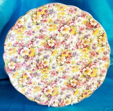 VINTAGE JAMES KENT DU BARRY CHINTZ FLORAL GOLD RIMMED 10 INCH PLATE