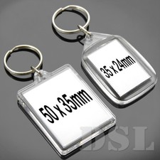 50x35mm 35x24mm Insert Clear Blank Acrylic Plastic Photo Keyrings Personalise UK