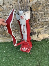 Vintage Adidas Red/Black/White Golf Carry Bag Soft Shell Fabric 2 Way Divider 