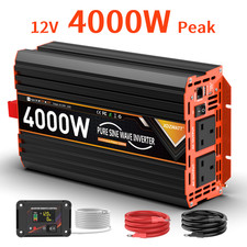 2000W 4000W Pure Sine Wave Power Inverter Converter 12V to 240V Truck LCD Remote
