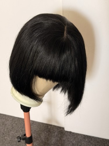 Short black human hair - black,