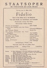 Opera Programme 1948 Vienna Fidelio Karl Böhm Konetzni Patzak Schöffler Seefried