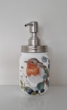 Handmade Robin Mason Jar Soap Dispenser/bathroom/kitchen/hand decorated/white
