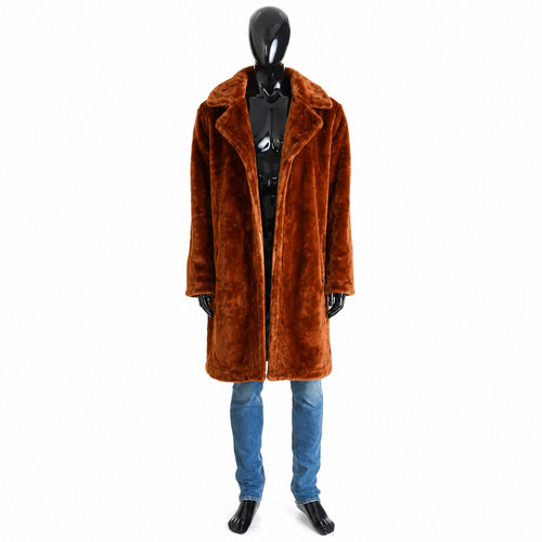 Men alpaca fur coat brown - coat,