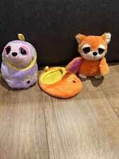 CUTE RARE TEDDIES FOR KIDS, PODLINGS, ORANGE BAT AND PINK RACOON, BOTH TOGETHER