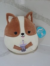 Squishmallow 8” Hot Topic Exclusive REGINA The Corgi With Boba Tea 