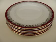 Royal Grafton Fine Bone China "Majestic" Red, 10.75" Dinner Plates, Set of 6.