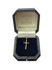 Diamond Cross Pendant 9ct Gold Vintage White and Yellow Gold Diamond Cross