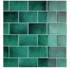Dark Green Wall Tiles Marble Effect Self  Adhesive Tile Stickers Brick 30.4cm 