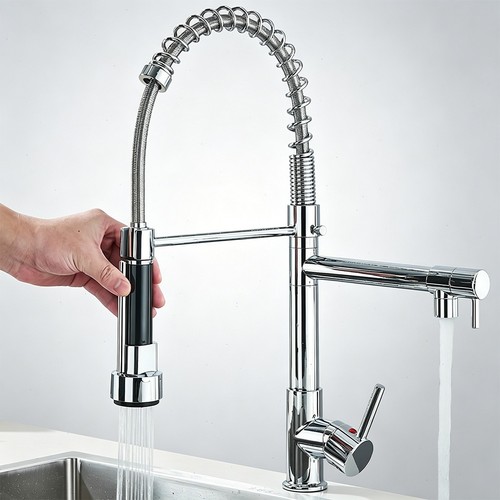 Chrome kitchen sink mixer taps - sink,