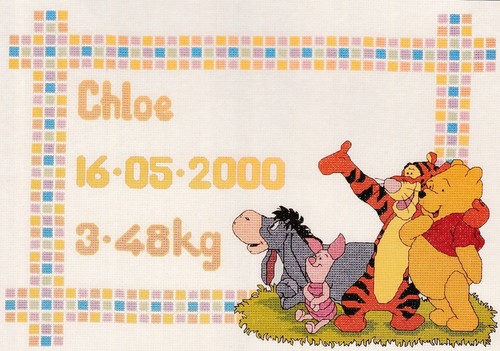 Winnie the pooh birth sampler - pooh,