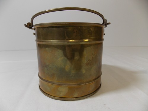 Vintage brass pail aged - vintage, 5"