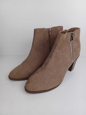 NEW Primark Womens Block Heel Ankle Boots UK Size 8 Beige Faux Suede