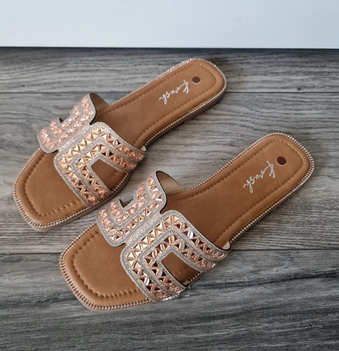 Womens diamante flat - diamante,
