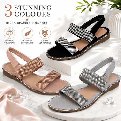 Womens flat rhinestone sparkle - womens,