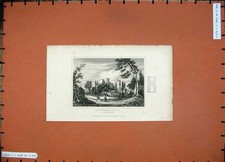 Old Antique Print 1846 Dugdales Laugharne Castle Caermarthenshire Wales 19th