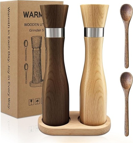 Wooden salt and pepper grinder - wooden,