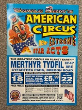 A3 small Uncle Sam's American Circus poster - Merthyr Tydfil