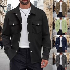 Men's Shirts Casual Long Sleeve Overshirt Button Down Shacket Jacket with Pocket