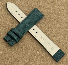 Hirsch 18mm Green Crocodile Embossed Genuine Leather Watch Strap Band