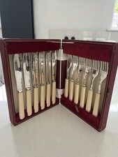 Vintage 6 Piece Silver Plate Fish Knife and Fork Set