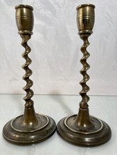 Pair of vintage Barley Twist Brass Candlesticks 20cm