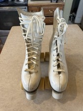Vintage Pacer Crown White Leather Roller Skates w/ Legend Wheels Womens sz 9