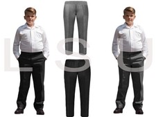 Sturdy Half Elasticated Waist Plus Fit Pull Trousers Kids School Uniform (4-17Y)