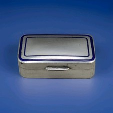 Vintage Enamel & Silver 800 Trinket Pill Box Stamped 800