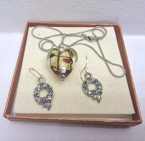 Murano glass heart necklace - murano,