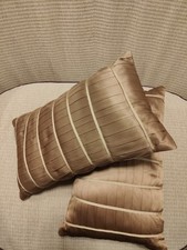 SHERIDAN Beige & Gold, 100% Silk, Rouched Pleated Cushions