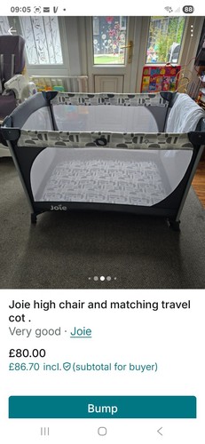 Joie travel cot - full, bundle
