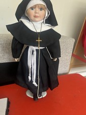 Antique Collectible Nun Doll Complete With Authentic Uniform And Accent Crosses