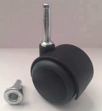1 x Replacement soft tyre castors with suitable stem & socket for most divan bed