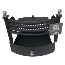 Black Cast Iron Fireplace Grate & Ash Pan Set Fire Front Fret Traditional Fire