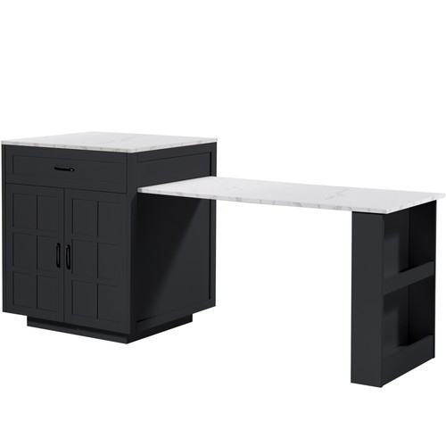 Black kitchen island - kitchen,
